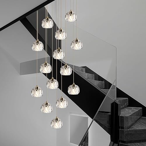 Miniatura 10 de Modernas luces colgantes de gota de lluvia, lámpara colgante redonda de latón para techo, candelabros de cristal de lujo para comedor, dormitorio,