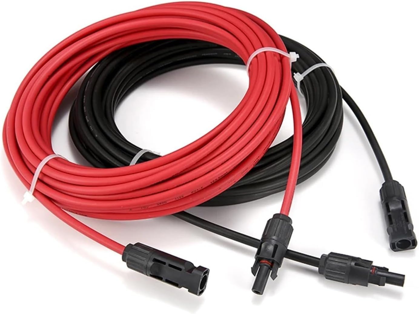Solar-Kabel Photovoltaik-Kabelverlängerung, Solar-Photovoltaikkabel schwarz und rot 10–14 AWG 2,5–6 mm² 1–10 m mit männlichem und weiblichem Verlängerungskabel(12 AWG-4mm2,8m black 8m red)