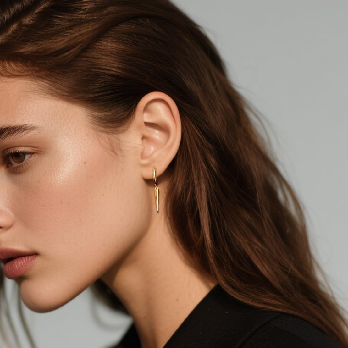 SLUYNZ Sterling Silver Spike Small Hoop Earrings for Women Teens Geometric Hoop Earrings Huggie Drop - Image 3