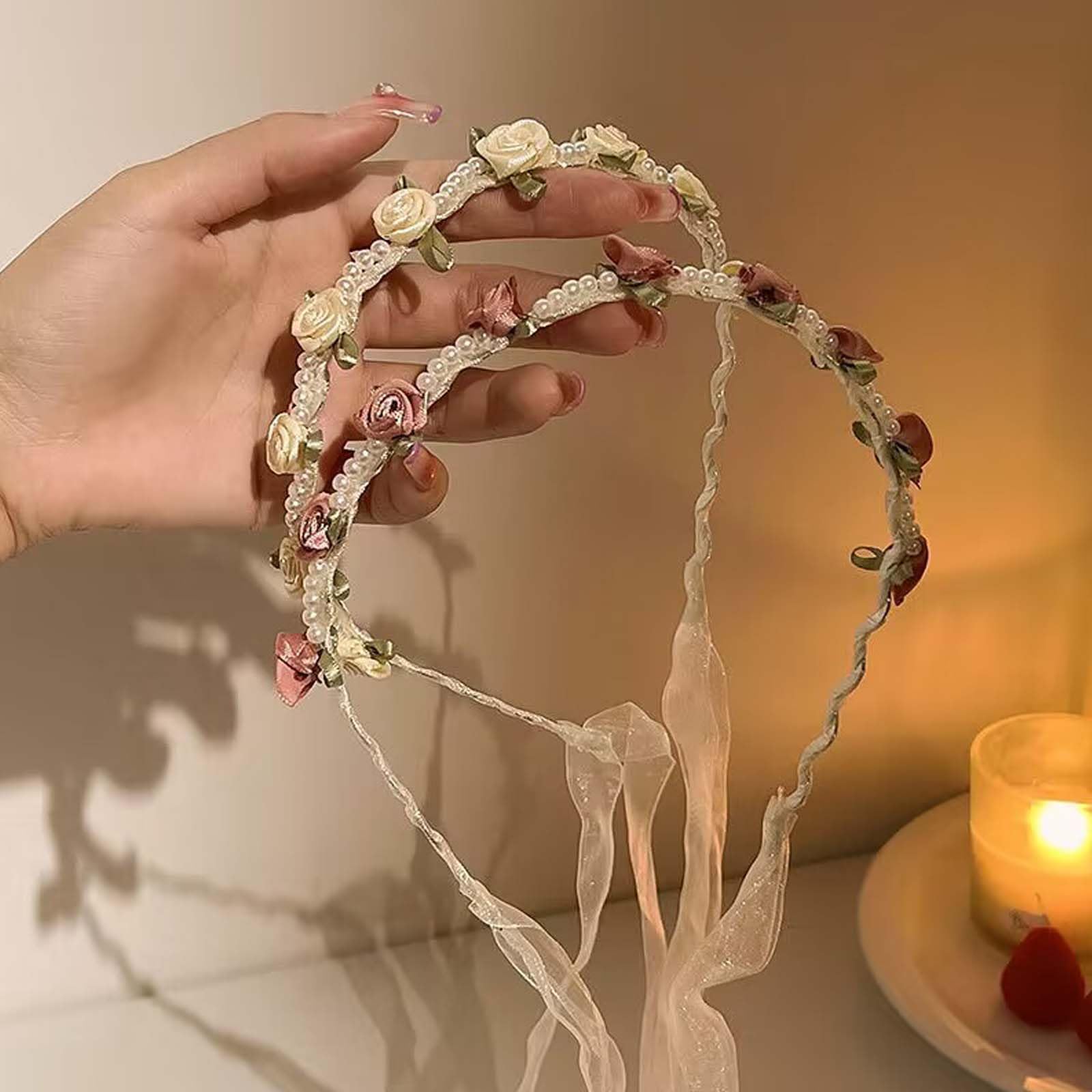 SHUOHONG 2 Pieces Women's Headband, Garland Headpiece with Pearls, Women's Hair Headbands, Girl Headband, Women's Hair Accessories, Hair Fascinators Wedding Guest for Theme Party, Wedding Party