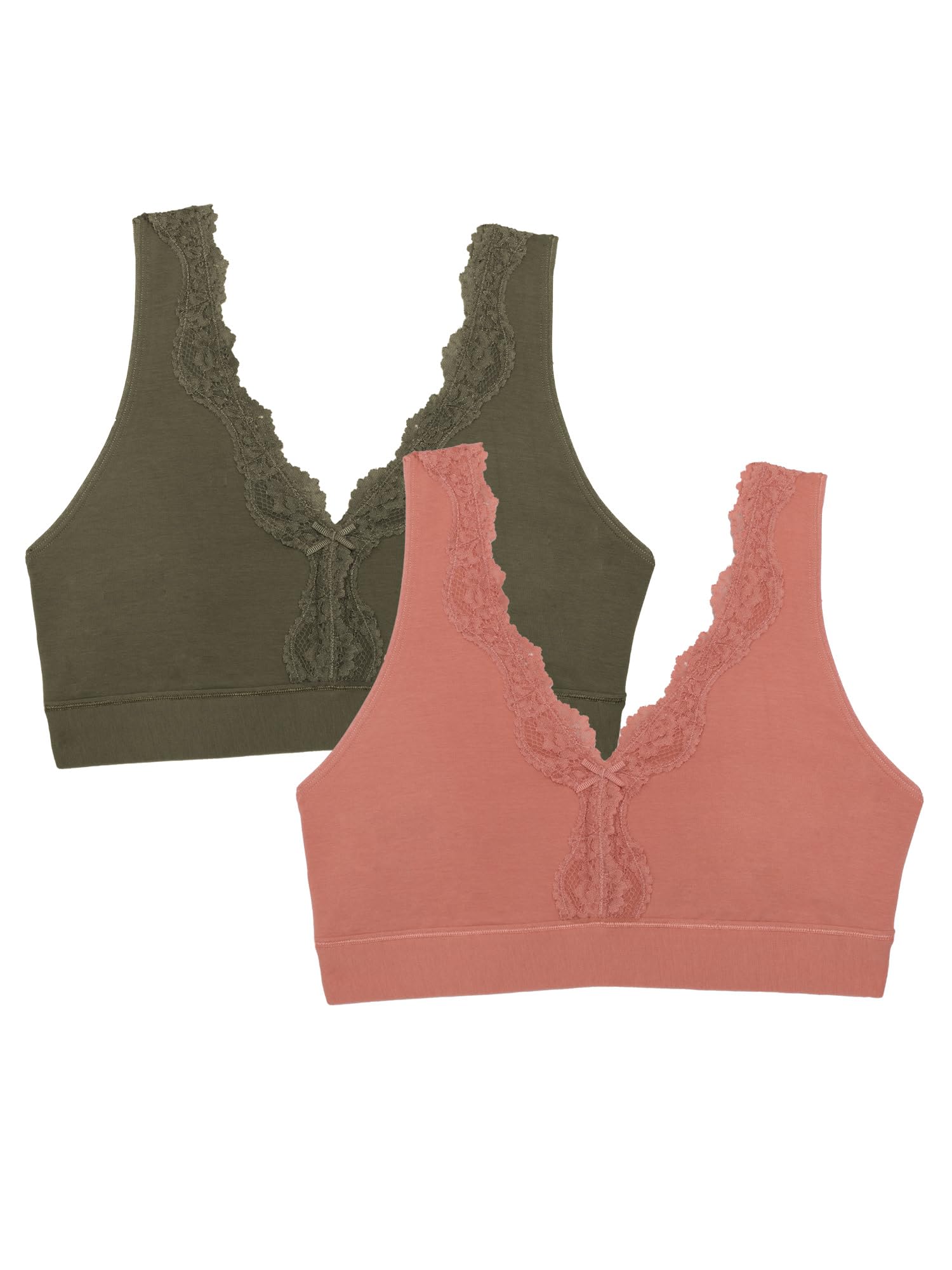 Fruit of The Loom Women's 2-Pack Full Coverage Wireless Cotton Bra - Soft & Everyday Comfort