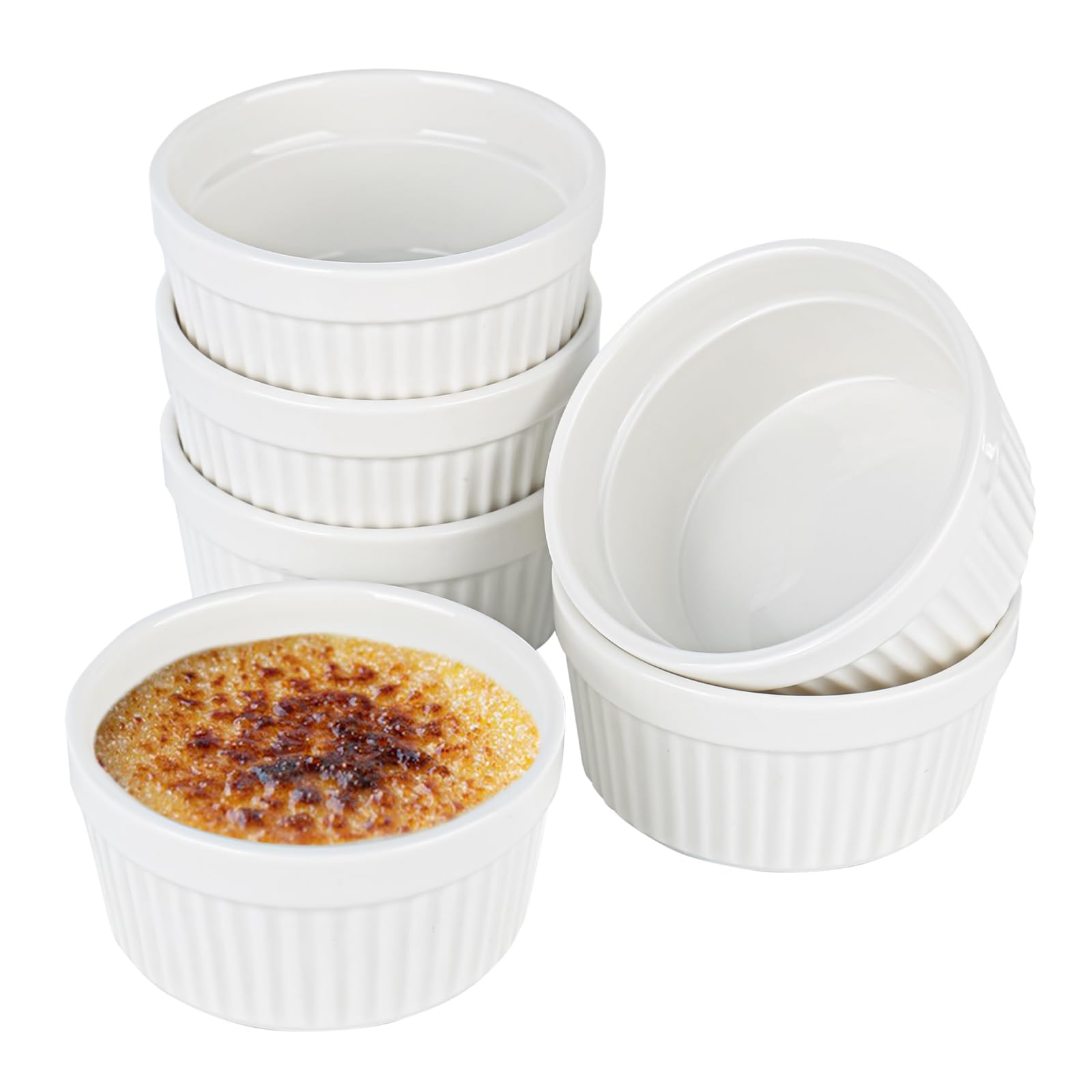Lot De 6 Petits Bols à Crème Brûlée 9 Cm - Porcelaine 200 Ml - Résistants Four Et Lave-Vaisselle