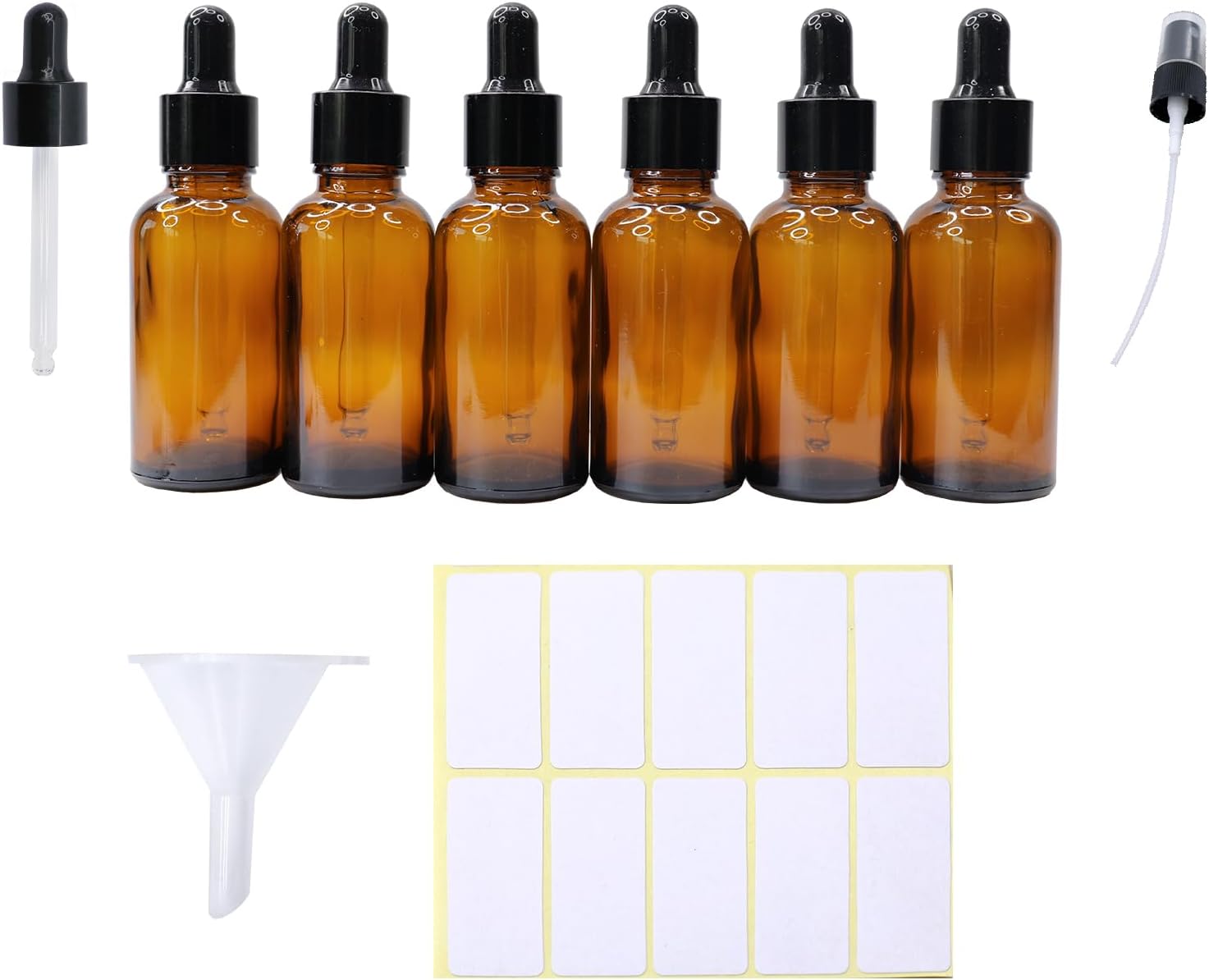 1 oz*6 Eye Dropper Bottles Set Leakproof Essential Oils Tincture Bottle Mini Travel Serum Bottles Suitable Cosmetic Sample Container for Serum Oils, Perfume (Amber)