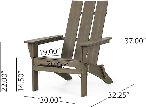 Miniatura 3 de Christopher Knight Home 315618 Zuma Adirondack - Silla color gris