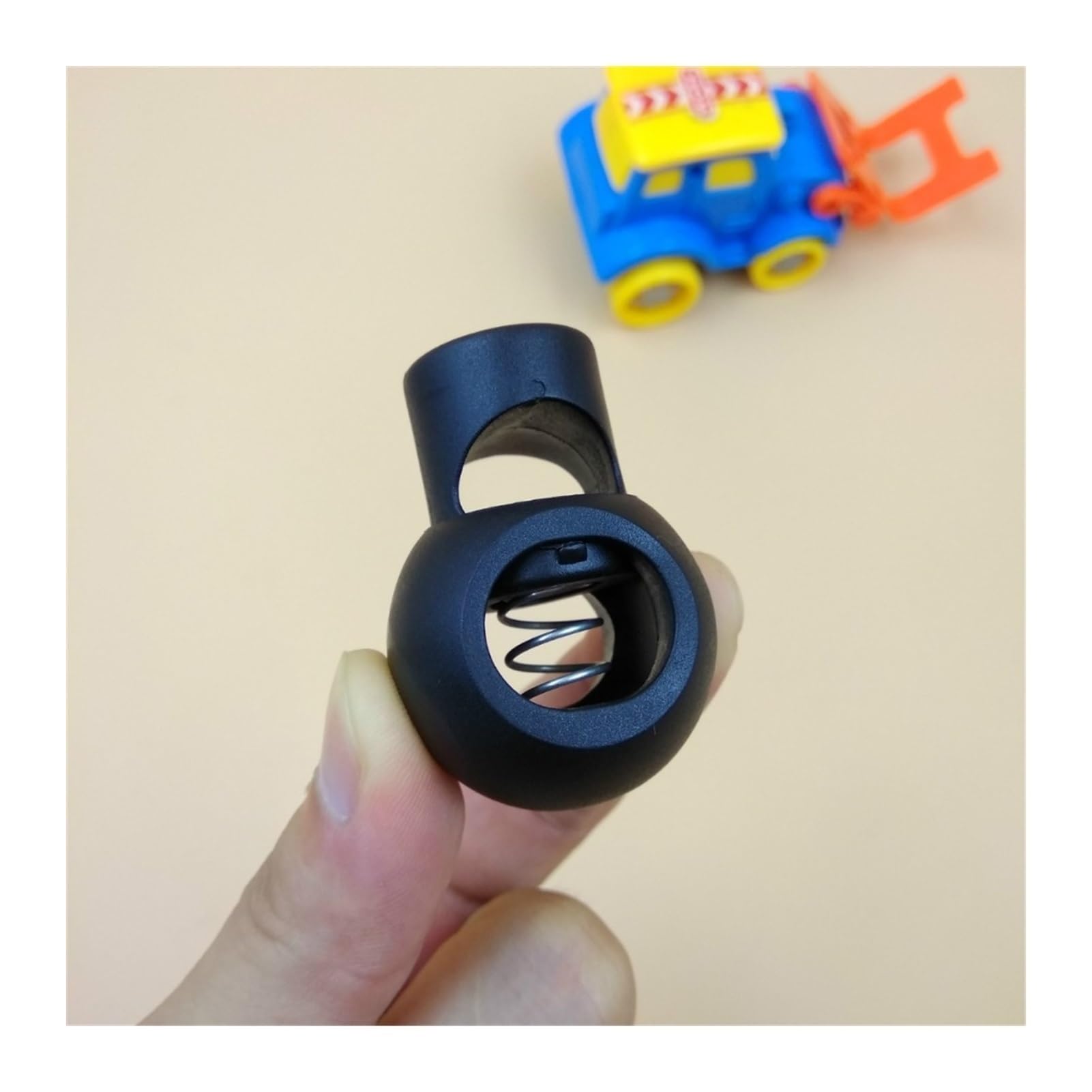 Zamki sprężynowe, 10 szt. Czarne plastikowe kulki Zamki sznurkowe Okrągły zatrzask stoper 48 * 34 * 15 mm Naprawy DIY Torby Odzież Akcesoria