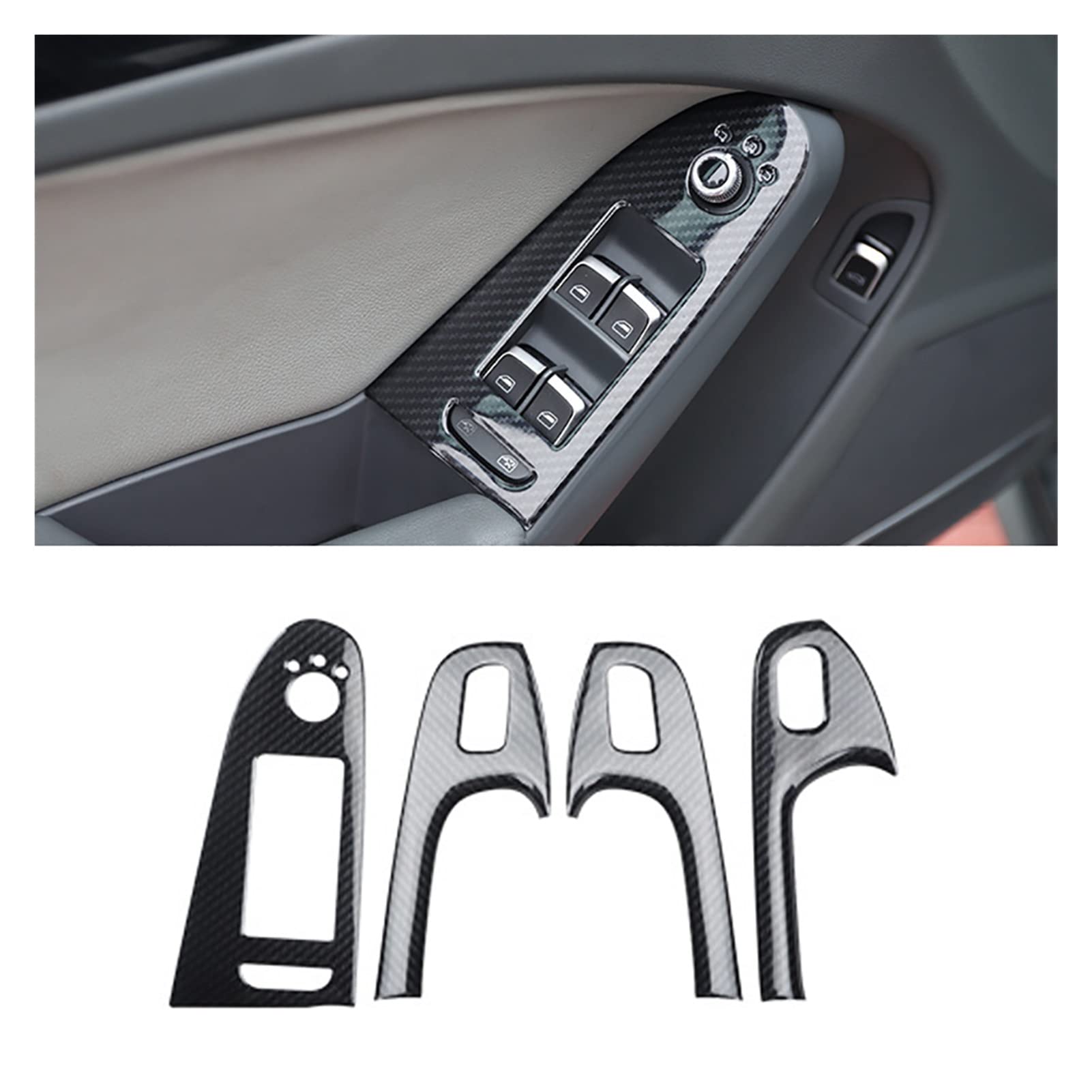 YAERLE Jialan Store LHD Console Armrest Gear Shift Decoration Frame Cover Trim Carbon Fiber Color Interior Fit for Audi A4 B8 2009-2016 (Color : for Window Panel)