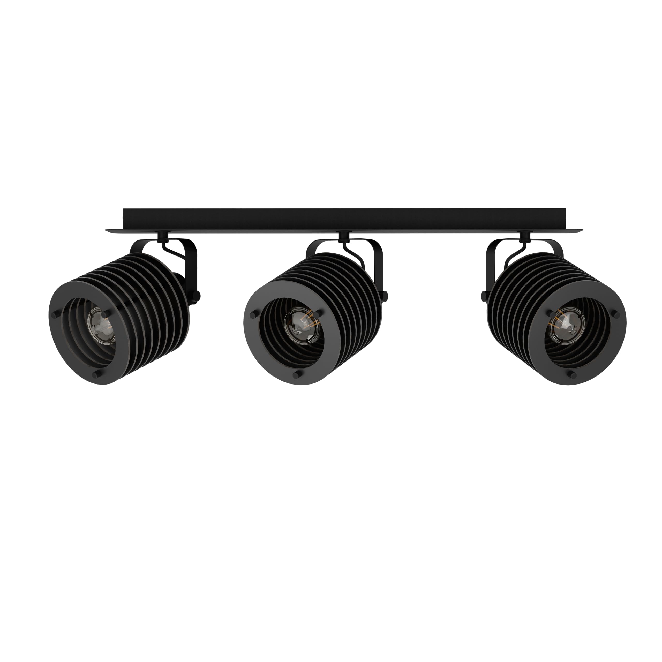 Eglo Ceiling Light Fixture Segovia, Industrial Design Ceiling lamp with 3 orientable spot Lights, Spotlight bar Made of Black Metal and Wood, E27 Socket