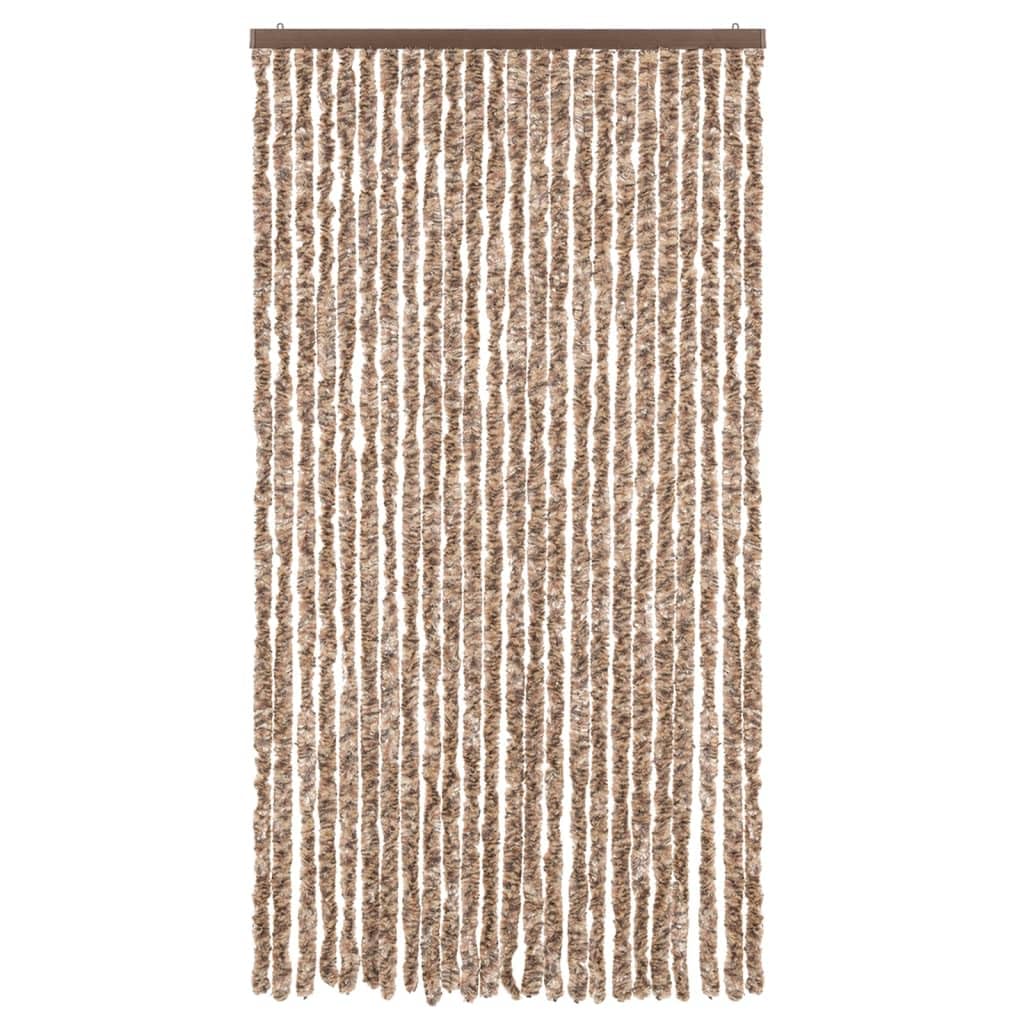 Tenda antimosche in ciniglia, 100 x 230 cm, per porte, beige e marrone scuro