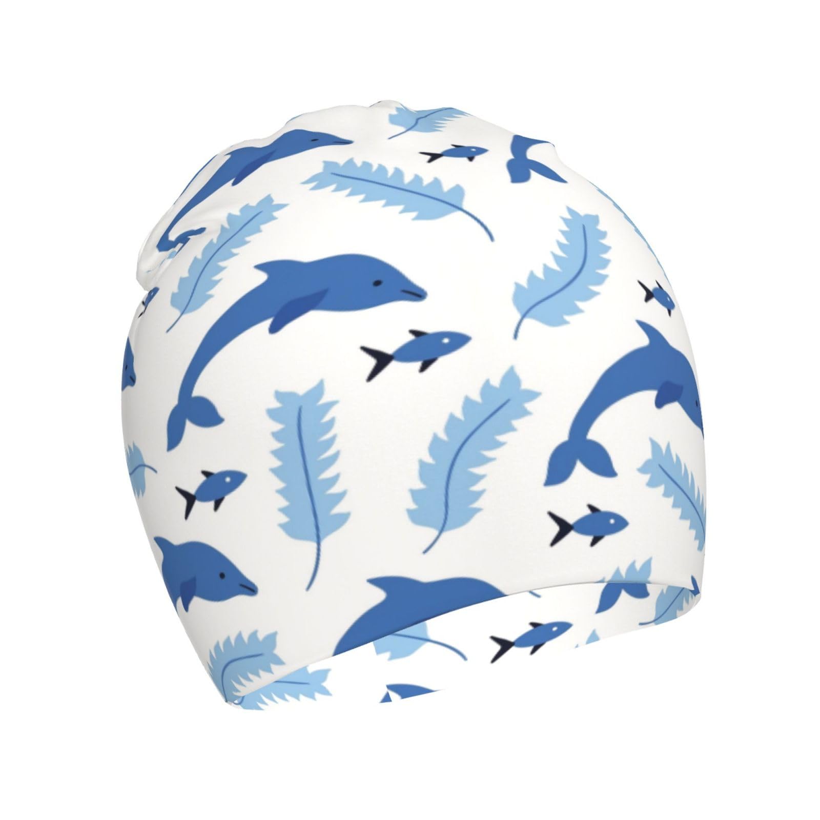 Cute Animal of Dolphin Pattern Kids Beanie Hats Warm Knit Beanie Cap Skull Caps Gifts Decor for Boys Girls White