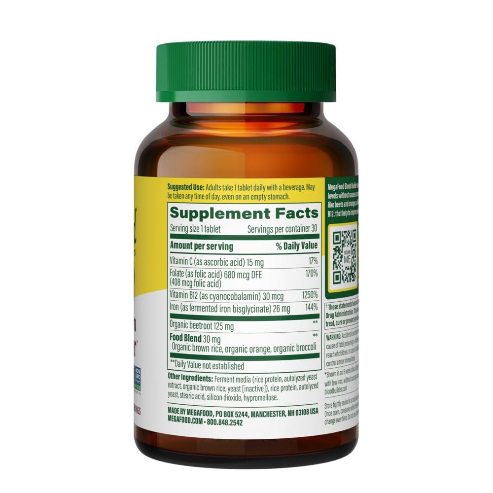 MegaFood Blood Builder Iron Supplement, Energy Support, Vegan, 30 Tablets — Amazon image 2