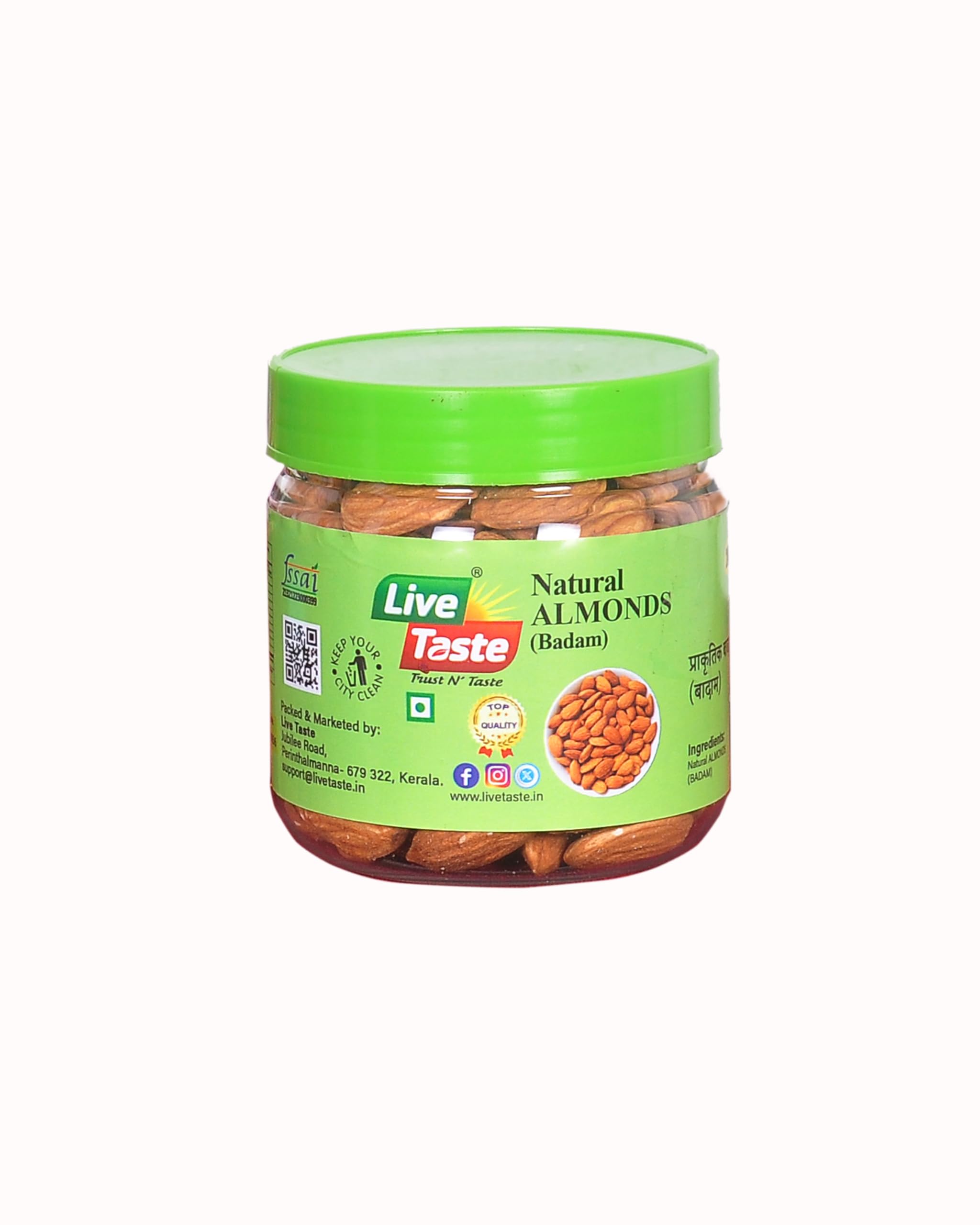 LIVE TASTE Almonds (Badam) | Crunchy & Nutritious Dry Fruits Snack | Rich in Protein Fiber & Healthy Fats | Long Lasting Freshness, Superior Taste, Aroma & Texture | Ideal for Daily Use Snacking, Cooking & Gifting-image-5