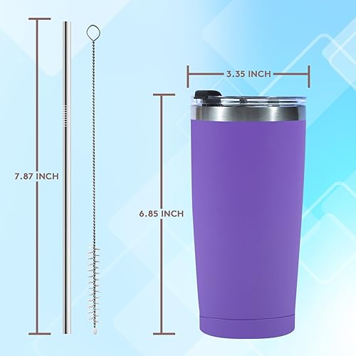 Miniatura 5 de Dongni Vaso de 20 onzas con aislamiento al vacío de acero inoxidable a granel con tapa, taza de viaje de doble pared, taza de café con recubrimiento