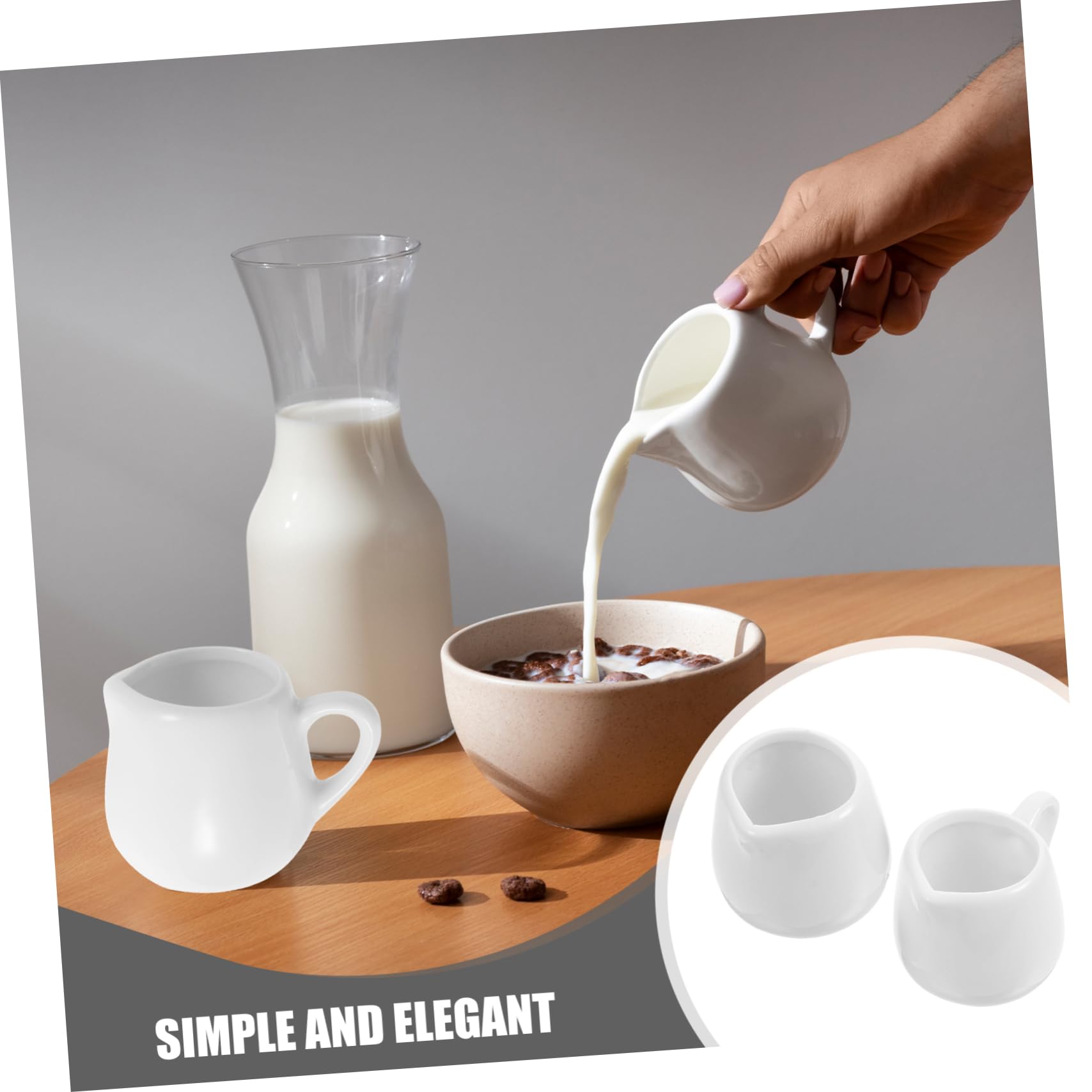 OFFSCH 6 Pack Mini Creamers Porcelain Milk Cups Sturdy Ceramic Sauce Bowls for Kitchen