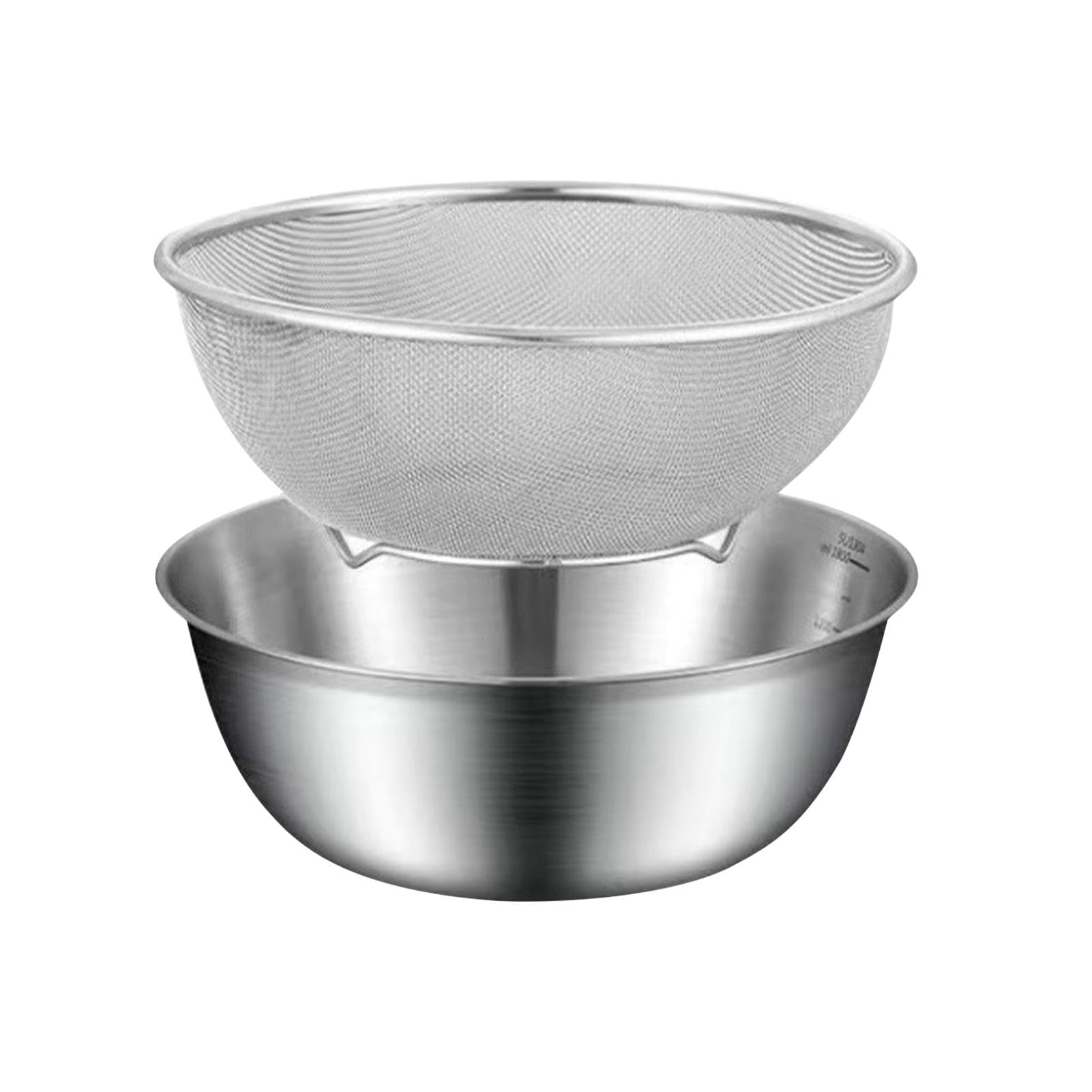 Juego de colador de acero inoxidable, colador de acero inoxidable, escurridor de alimentos de cocina, colador de acero inoxidable, cesta colador de malla con cuenco mezclador para pasta cocida,