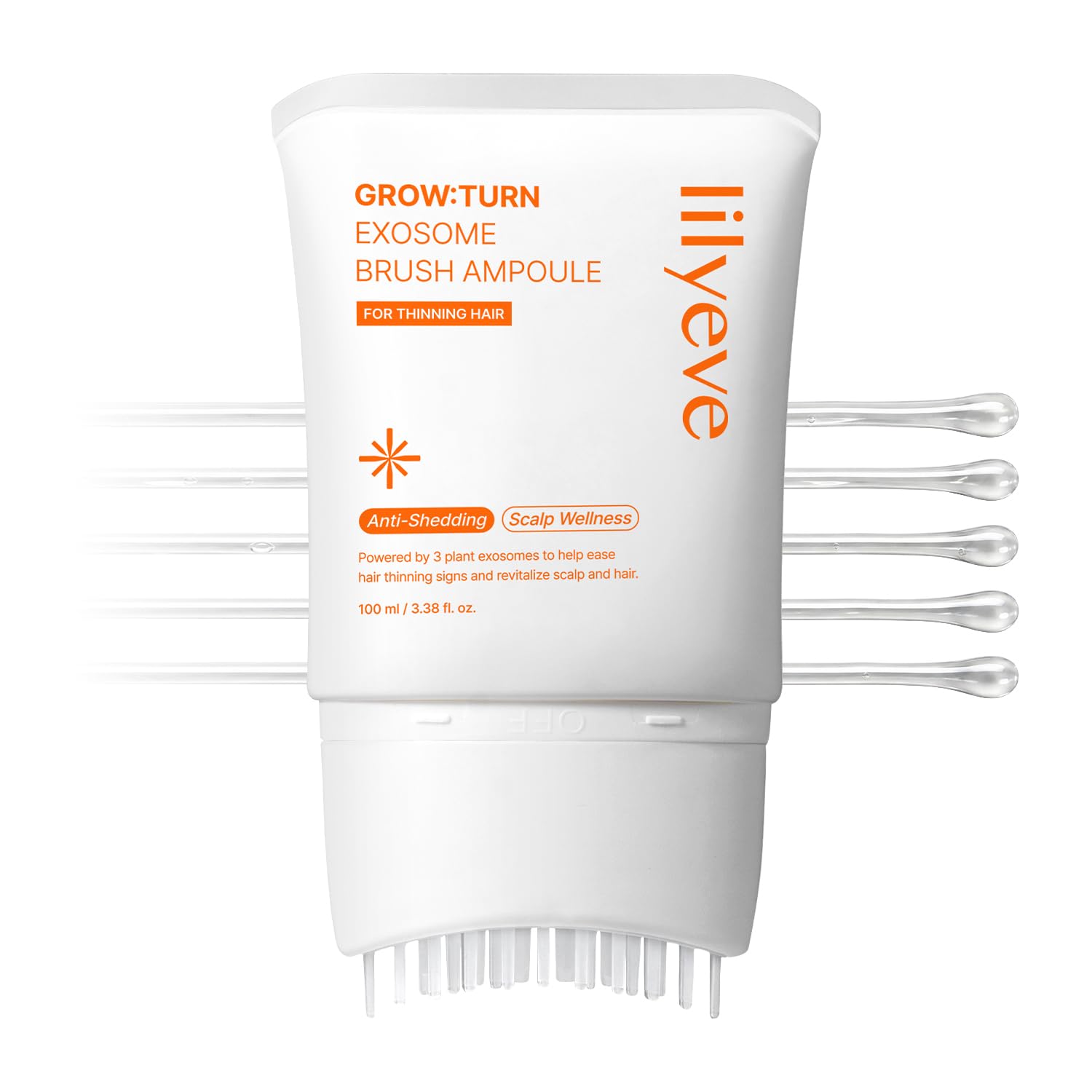 lilyeve GROWTURN - Siero per la crescita dei capelli con spazzola integrata, esosomi derivati dal cuore per rivitalizzare, massaggiatore per cuoio capelluto (bianco, 9 ml (confezione da 1)