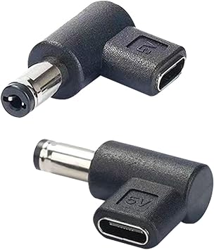 DC5521 إلى النوع C 90 درجة محول DC 5.5mmx2.1mm توصيل ذكر إلى محول USB C أنثى محول 5V مزود طاقة محول لمصباح LED جهاز عرض الصوت كاميرا 2pcs