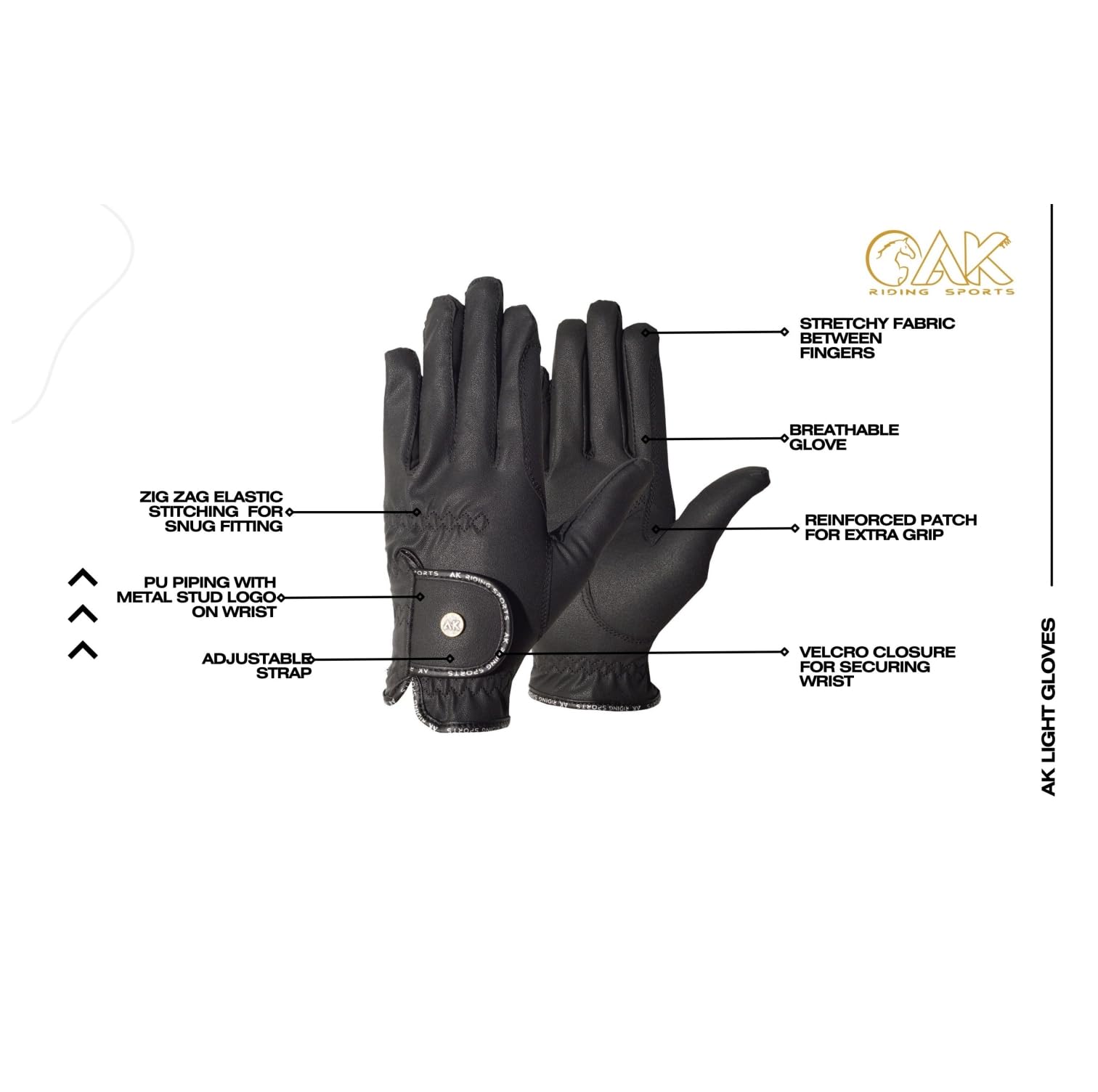 AK Light Grip Gants d'équitation pour compétition et Dressage Horse Riding Gloves AKRS-6133