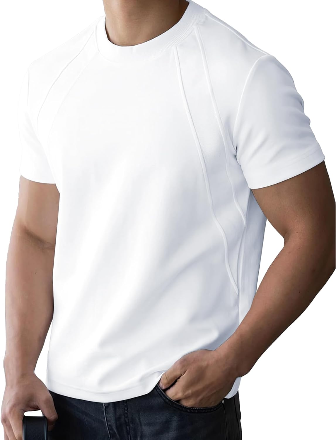 Fioboc Mens T-Shirts - Crew Neck Short Sleeve T-Shirts for Men Performance Cotton Blend Summer Casual Stylish Tee