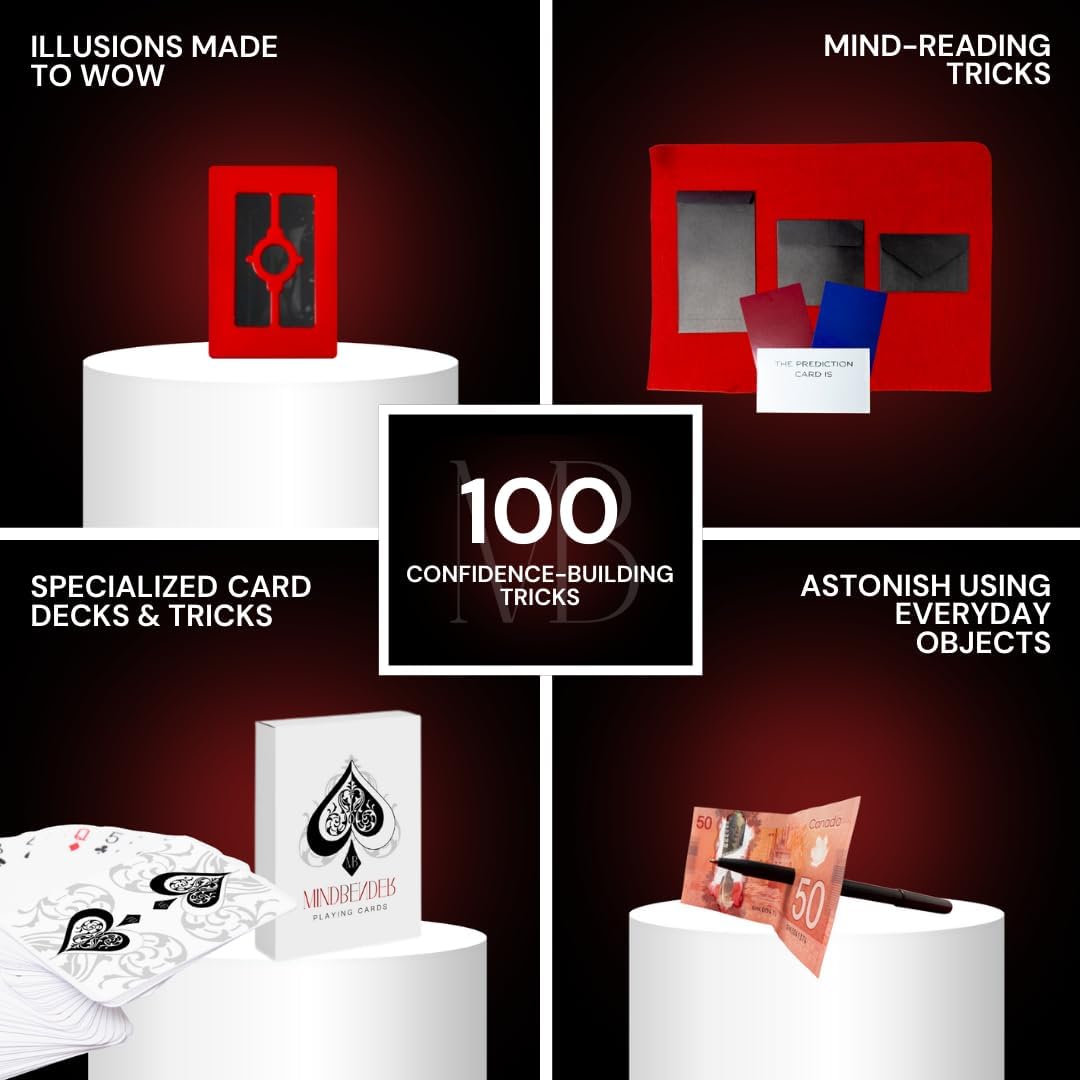 Mindbender Magic Kit - 100+ Magic Tricks for Children, Magic Set with Over 4.5 Hours of Video Tutorials, Ideal Gift for Boys, Girls, Toddlers, Beginner to Advanced Magicians, Small