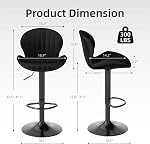 Youhauchair Modern Bar Stools Set of 2, Velvet Height Adjustable Swivel Barstools, Armless Kitchen Island Counter Chairs with Back & Footrest, Black | Modern, Height Adjustable, Swivel, Armless, Kitchen Island Chairs with Back & Footrest, Soft, Uphol