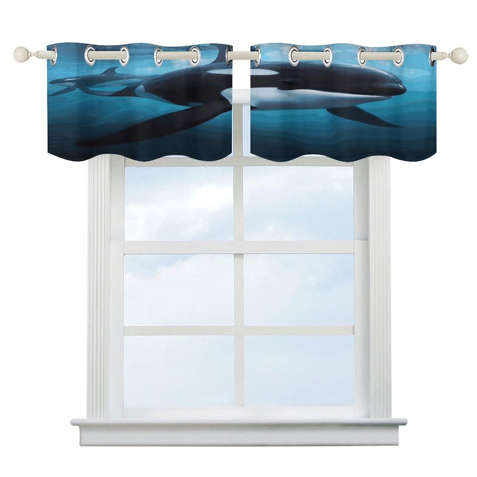 FekiLoot Killer Whale Short Curtains Valance Curtain