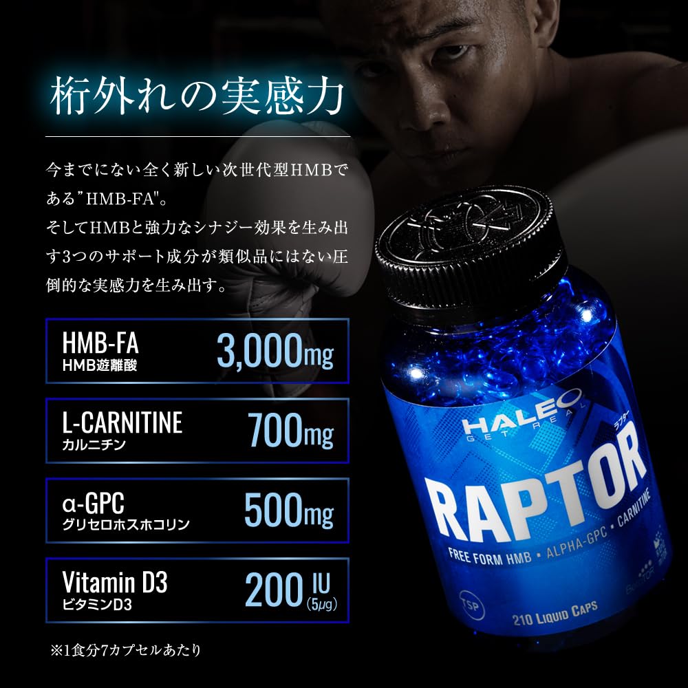 Amazon.co.jp: HALEO HMB RAPTOR(ラプター) 次世代型HMB遊離酸 HMB-FA 