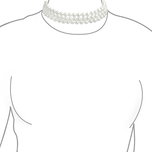 Miniatura 3 de Bling Jewelry Gargantilla de 3 filas de ancho con nudo a mano, color gris, rosa, blanco, collar de gargantilla para mujeres, adolescentes, bailes,