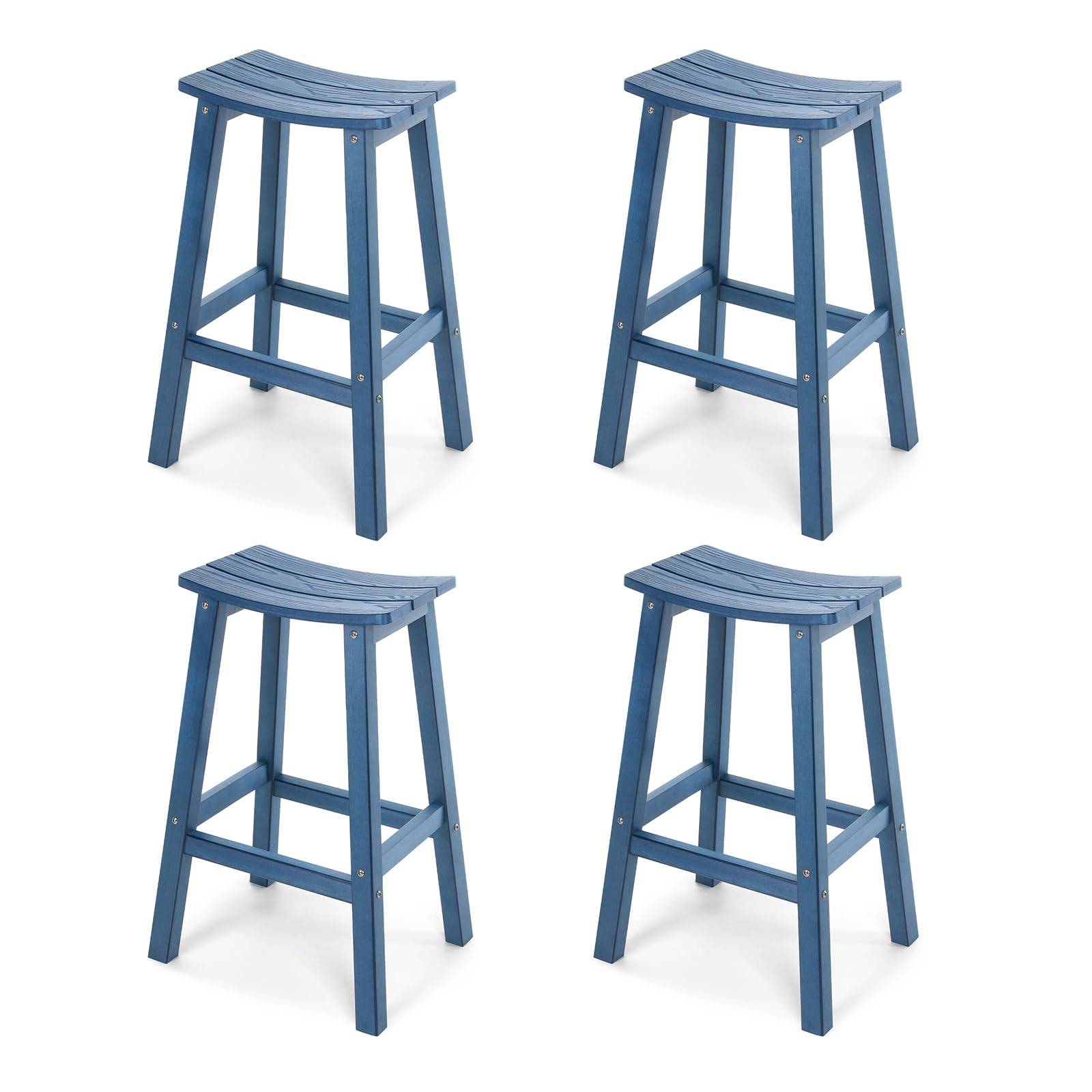 Stoog All-Weather Bar Stools Set of 4, 28" Outdoor Patio Barstools, Low Maintenance HIPS Furniture, Never Rots or Fades, for Kitchen Counter, Deck &amp; Garden, Blue