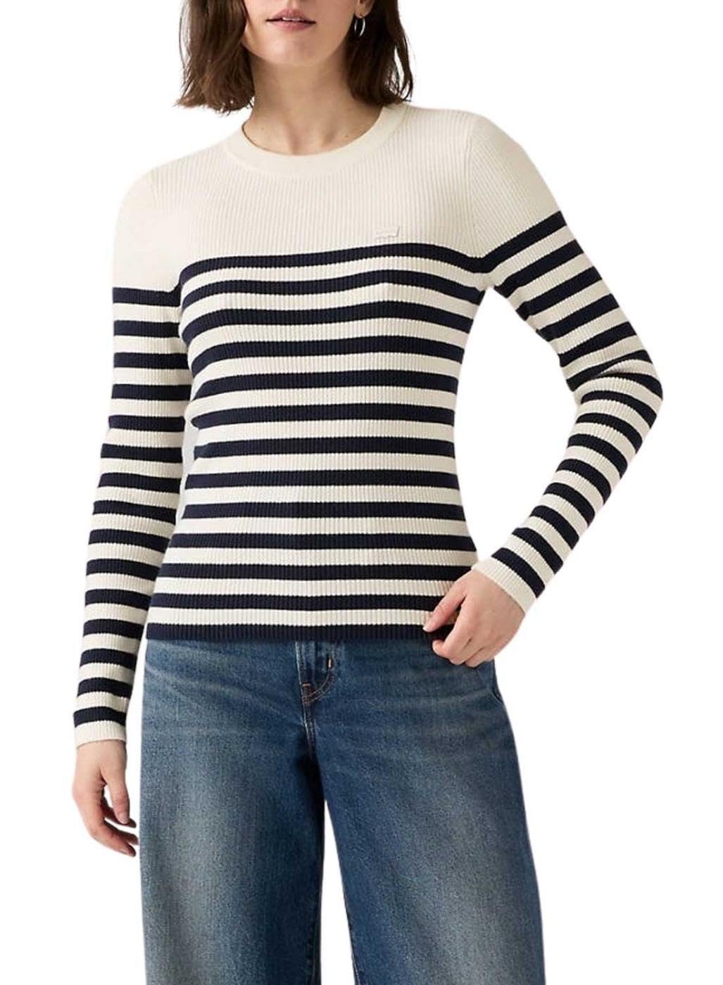 Levis Women's Rib Crew Knitted Top - Adrienne Stripe - 14 (L)