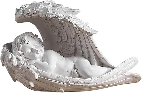 Miniatura 2 de Escultura de querubín de ángel bebé, querubín, figura de ángel dormido, estatua de ángel de resina, adornos de escritorio para boda, fiesta de