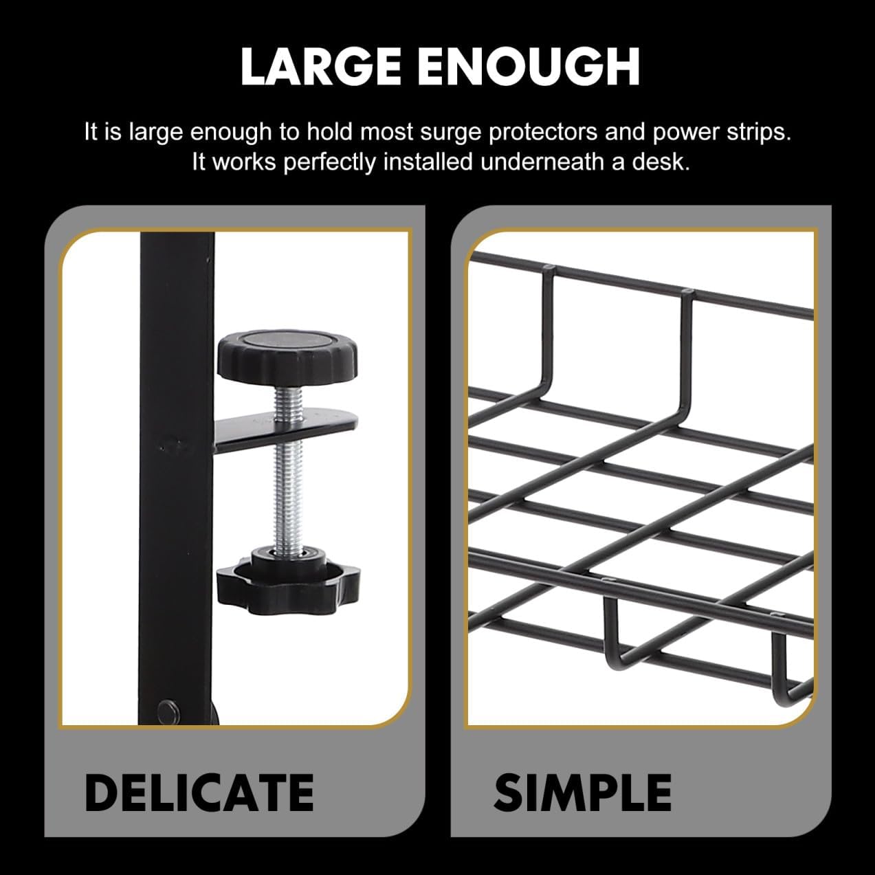 Under Desk Cable Management Tray No Drill Wire Organizer for Tidy Office Home Large Capacity Storage for Power Strips Cords Easy Installation Compact Durable Design