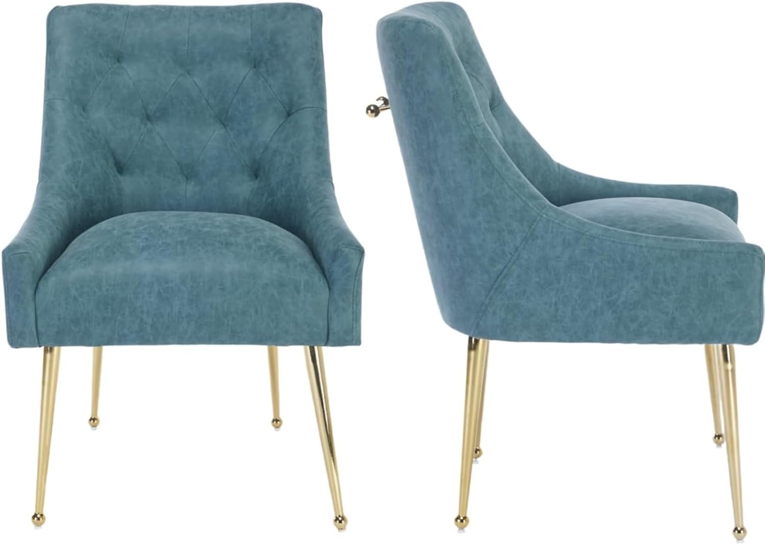 Dining Chairs Velvet Set of 2, Gold Leg Side Chair Vanity Chair Mid Century Dining Room Chair Modern Accent Chairs for Living Room, Dining Room, Kitchen