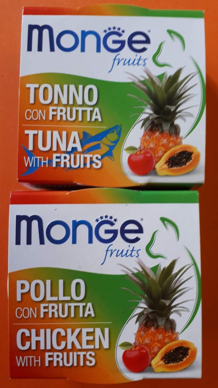 Monge 50 Pueden Pollo O ATÚN con Frutas para Gatos 80 GR