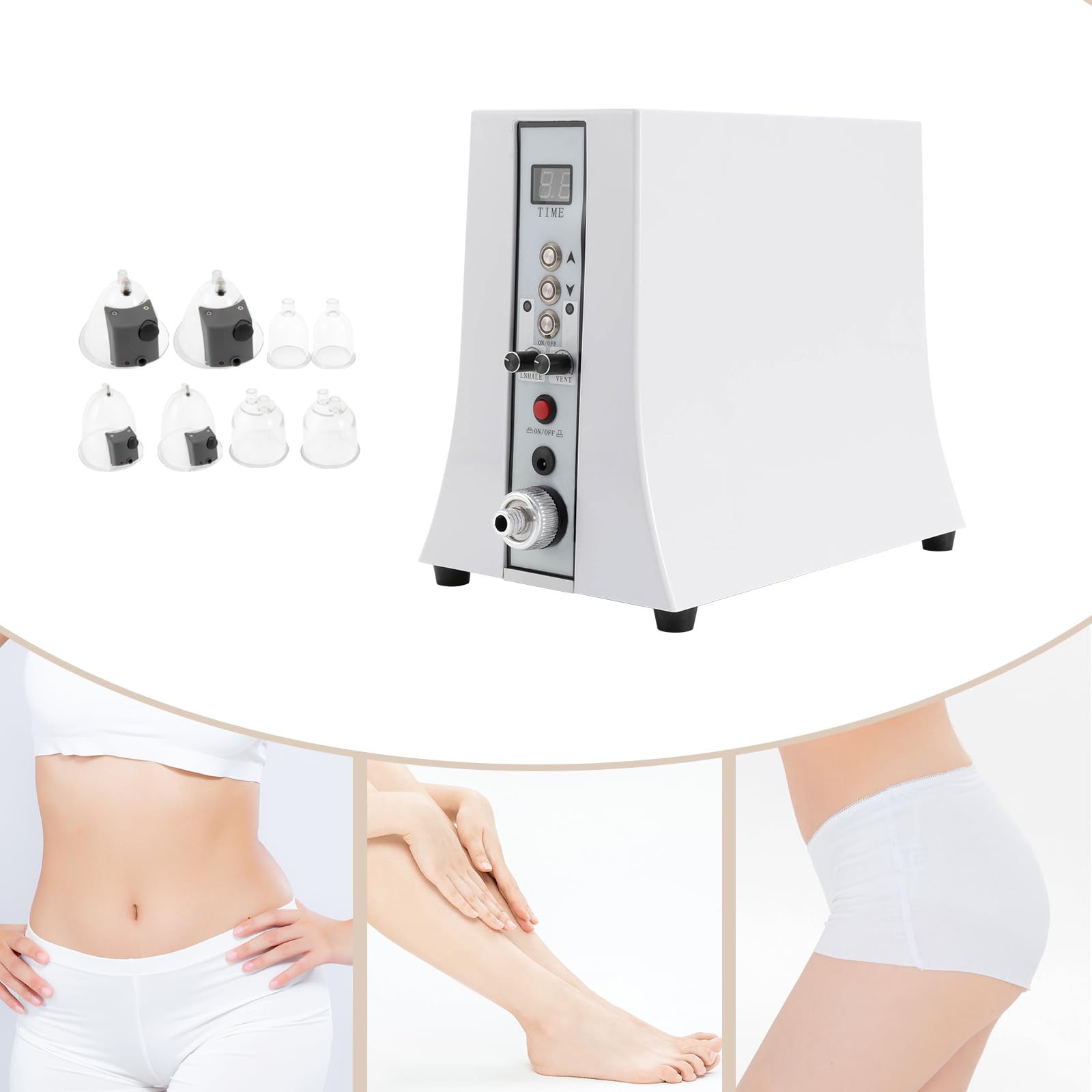 Vakuum Massagegerät, Inkl. 32 verschieden großer Saugglocken Vakuumpumpe Brustvergrößerung Regulierbare Saugkraft Enlargement Massagegerät für Schröpfen und Beauty