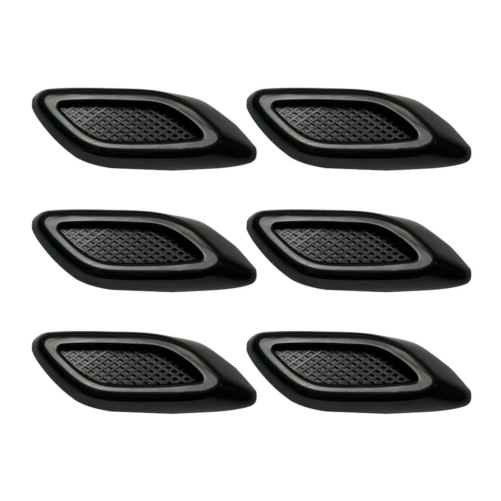 Couverture Capot Fibre De Carbone Garniture garde-boue voiture, 2/6 pièces, décoration universelle capot automobile, flux d'air, pare-chocs, évent latéral, décalcomanie(6Pc Glossy black)