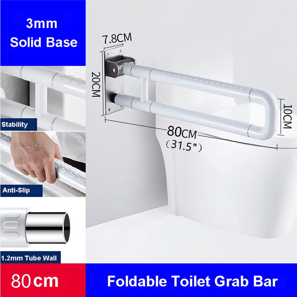 Asidero plegable para inodoro de 80 cm, mango plegable para baño, pasamanos de escalera para mujeres mayores, embarazadas, acero inoxidable, montaje en pared, reposabrazos antideslizante (80 cm
