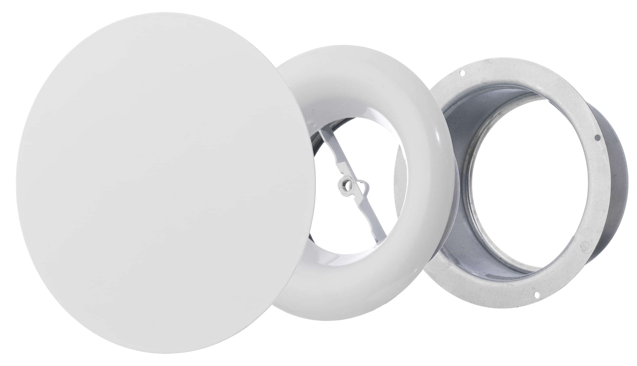 Steinberg14 White Round Metal Diffuser - 100Mm Universal Supply Exhaust Air Valve - 4 Inch Wall Ceiling Adjustable Vent - Extractor Fan Vent Cover - Ventilation Grille For Bathroom Kitchen Garage
