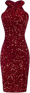 Sequin Dress for Women Sleeveless Sparkly Glitter Halter Dress Bodycon Mini Club Dresses 2025 - Buy now