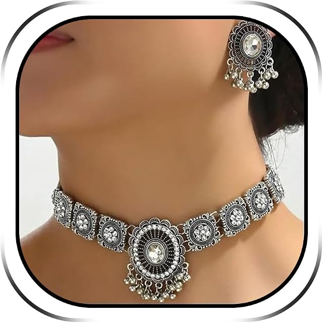 Indian Jewellery Sets Collier Femme Boucle Doreille Femme for Women Indian Dresses Rodeo Outfits Women Gold Indians Earrings Necklace Boho Gypsy Choker Necklace Jewelry Gifts