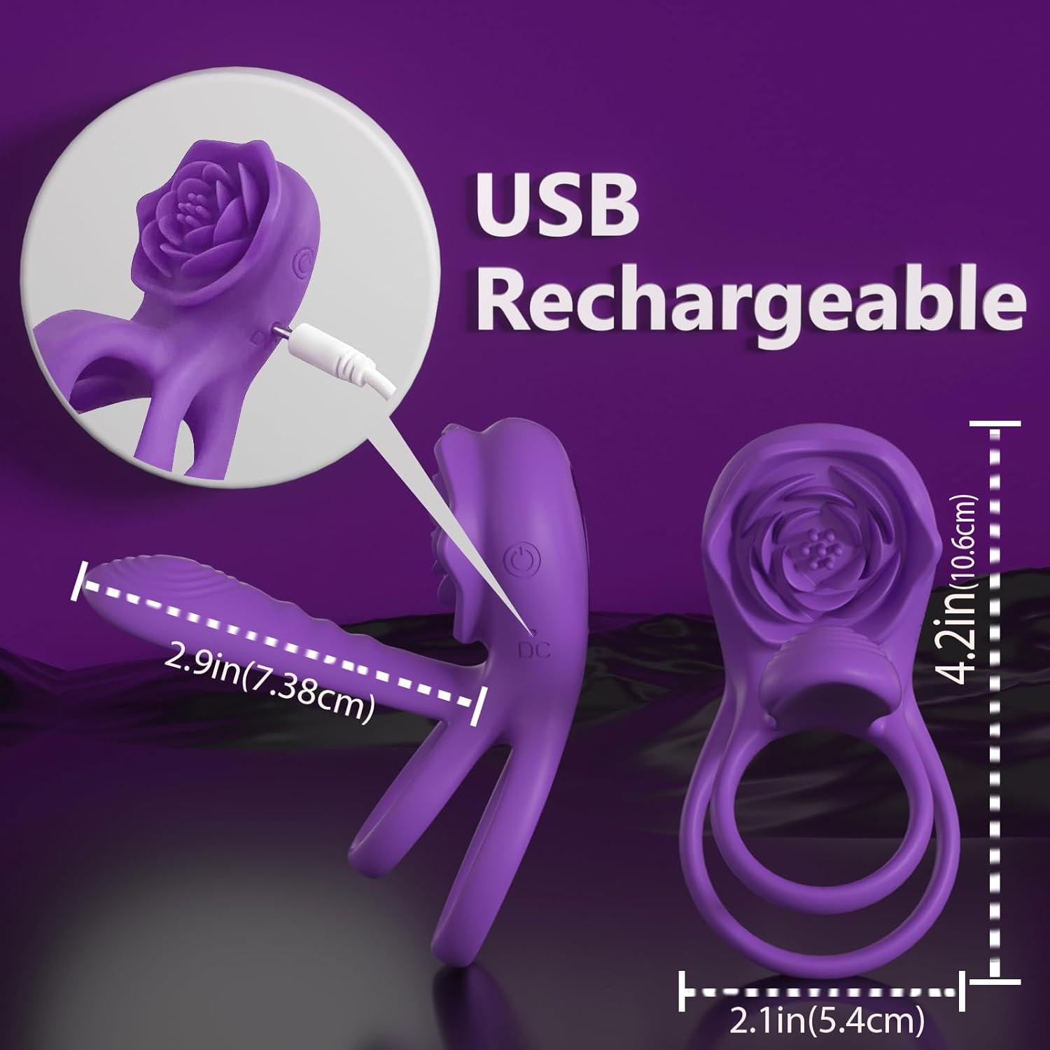 Mens Womens Rose Sex Toy - Vibrating Penis Ring Girth Sleeve, Adult Sex Toys & Games for Couples Men Pleasure, Cock Rings for Men Sex, MOVGANI Juguetes Sexuales para Hombres