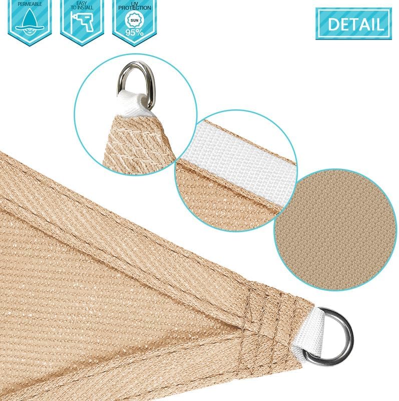 Miniatura 4 de Coarbor Toldo cuadrado tipo vela triangular equilátero de 7 x 7 x 7 pies, resistente al sol, resistente al sol, grado comercial para patio al aire