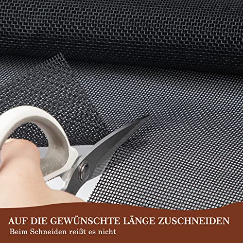 Yotache Katzenschutzgitter 220×90 cm, Petscreen katzengitter Fenster ohne Bohren, PVC-beschichtetes Polyester Insektenschutz Fliegengitter, Schwarz