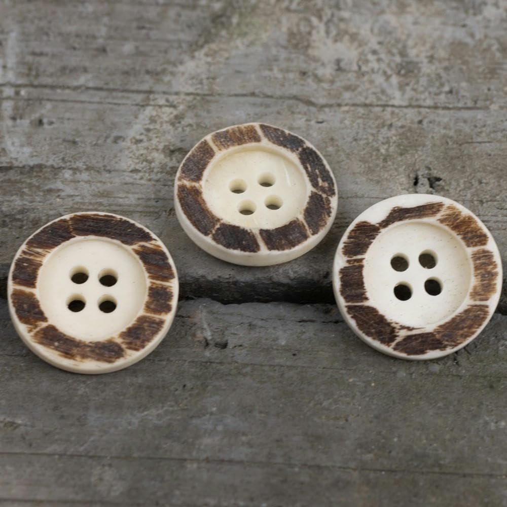 NANZU 10/20/30PCS 20MM Natural Texture Large Real Horn Buttons Suit Set 100% Buffalo Horn Bone Buttons Coat 4 Holes Round Buttons For Crafting