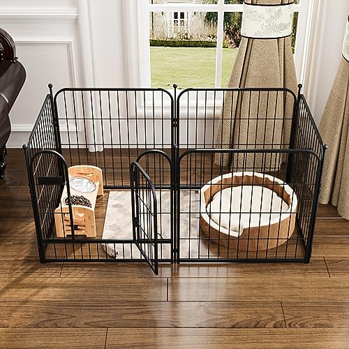 Metal Dog Play Pens Indoor Outdoor, Puppy Playpen Fence Gate with Walk Through Door, 6-Panel Portable Lightweight Dog Fences for Dogs Metal Dog Play Pens Indoor Outdoor, Puppy Playpen Fence Gate with Walk Through Door, 6-Panel Portable Lightweight Dog Fences for Dogs