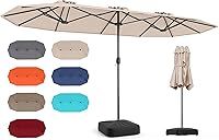 Vista 13 de Tangkula Sombrilla de patio de doble cara, sombrilla de mesa doble extragrande con manivela, base de paraguas, seguro de seguridad, ventilación