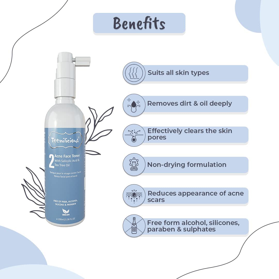 Teenilicious Acne Toner With 0.5% Salicylic Acid & Tea Tree Oil - For Oily Skin & Comedonal Acne - 100Ml 1