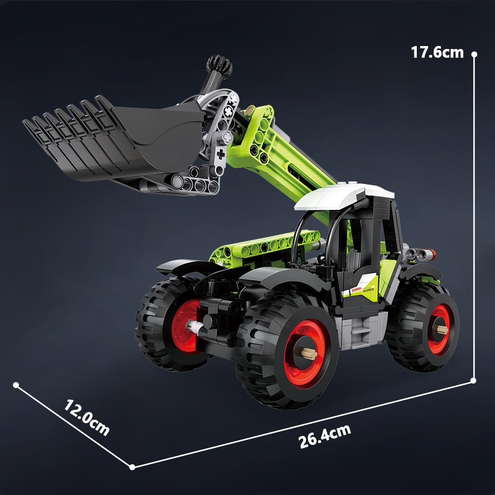 CaDA C65016W Mini CLAAS Farm Loader Building Set, modelo de maquinaria agrícola CLAAS, 401 piezas de equipo mecánico movible de construcción de equipo agrícola, juguete de vehículo de construcción