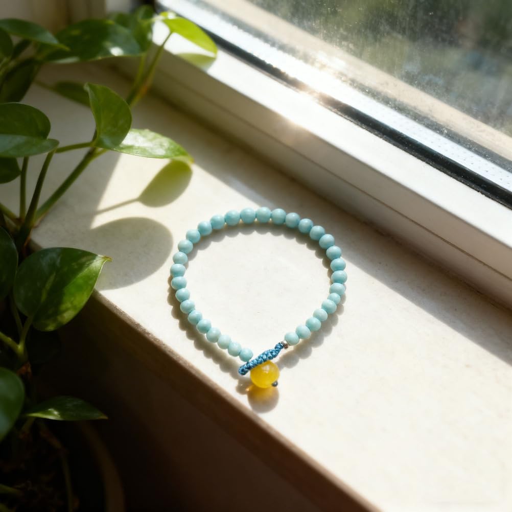 Pulsera de Cristal Turquesa para Mujer, Pulsera de Piedra Natural de 0.197 in, Pulseras de Piedras Preciosas Ajustables, Pulseras de Cuentas de Yoga para Mujeres y Hombres,5mm