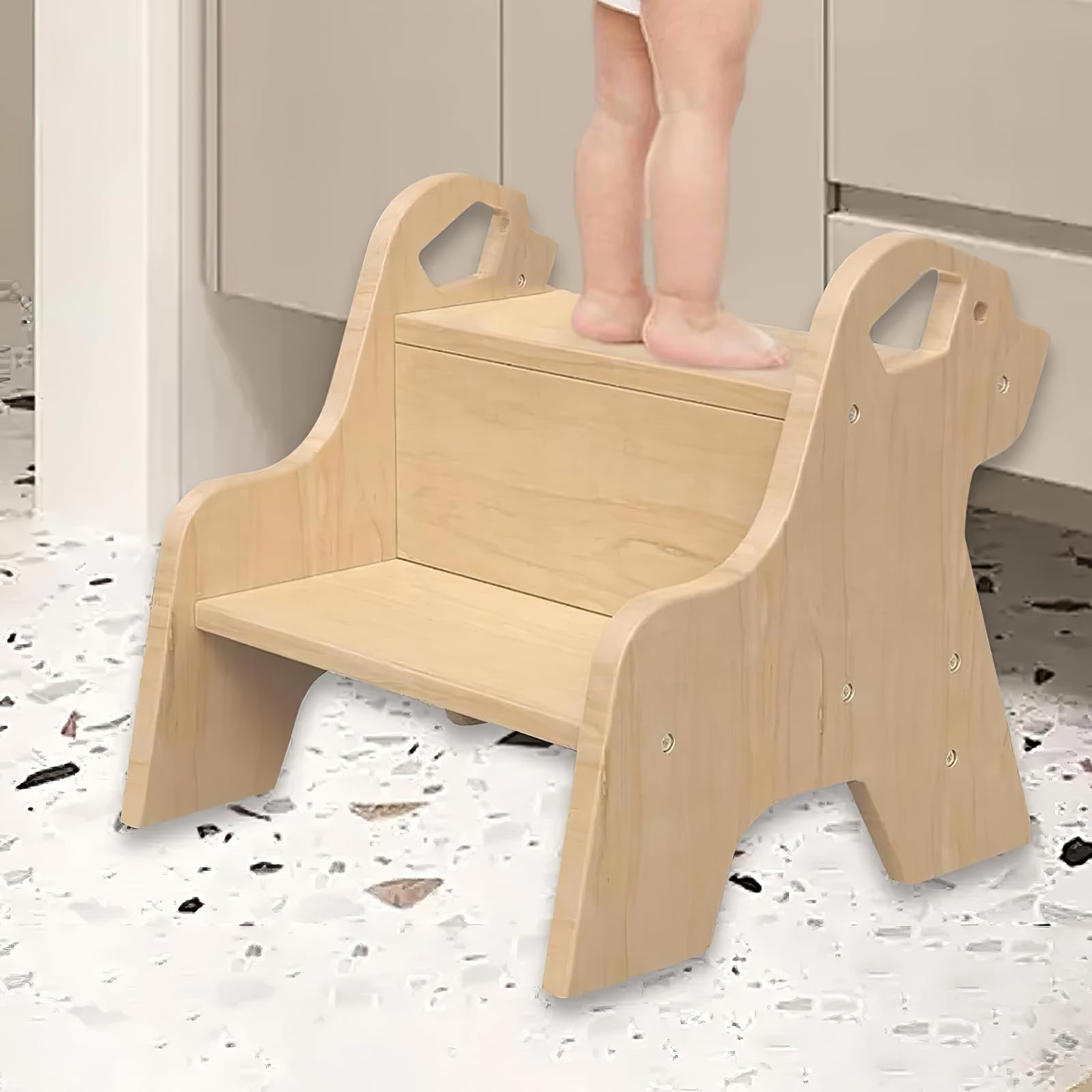 Ladder Stool for Children with 2 Steps, Ladder Stool for Children with Handles and Non-Slip Pads for Bathroom, Kitchen and Children's Room