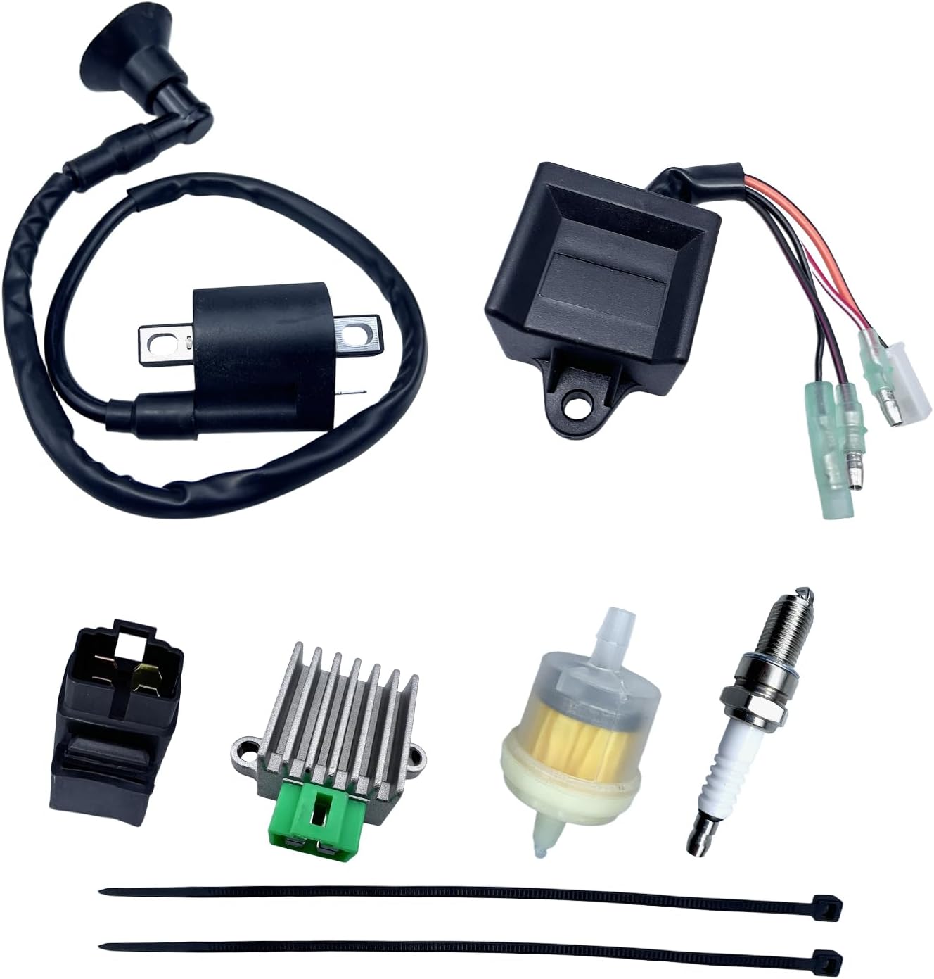 6 Pack Ignition Coil Kit Fits for Polaris Scrambler 50 90 2000-2003, for Predator 50 90 2003-2006,for Sportsman 50 90 2002-2003 with CDI Box Recifiter Fuel Filter Starter Solenoid Relay Spark Plug